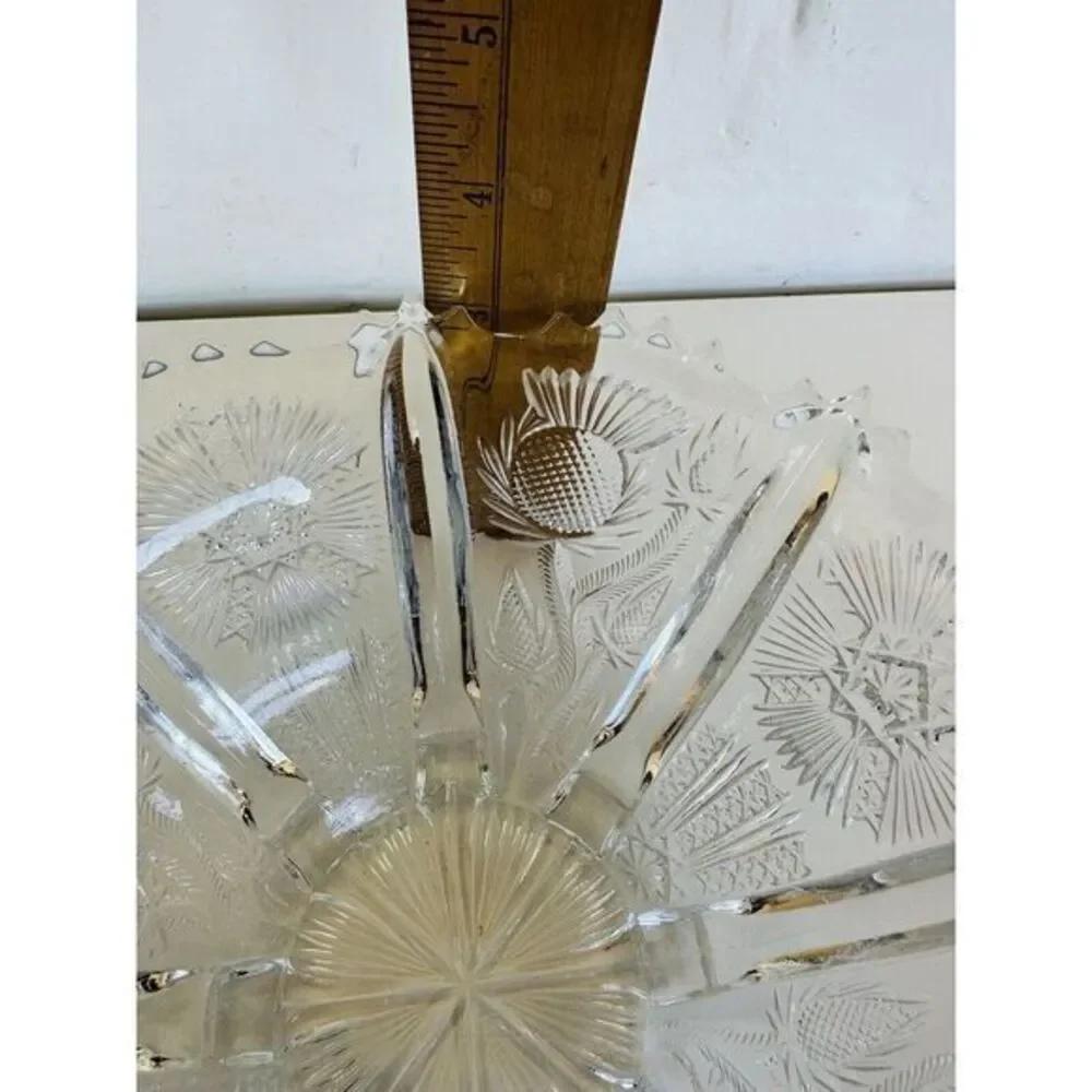 EAPG Higbee Paneled 8 Footed Paneled Thistle Pattern Serving‎ Bowl